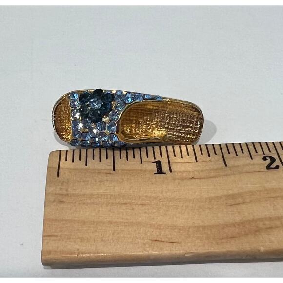NWT Angie Designer Collection Blue Rhinestone Jeweled Slipper Sandal Brooch Pin - Picture 4 of 8